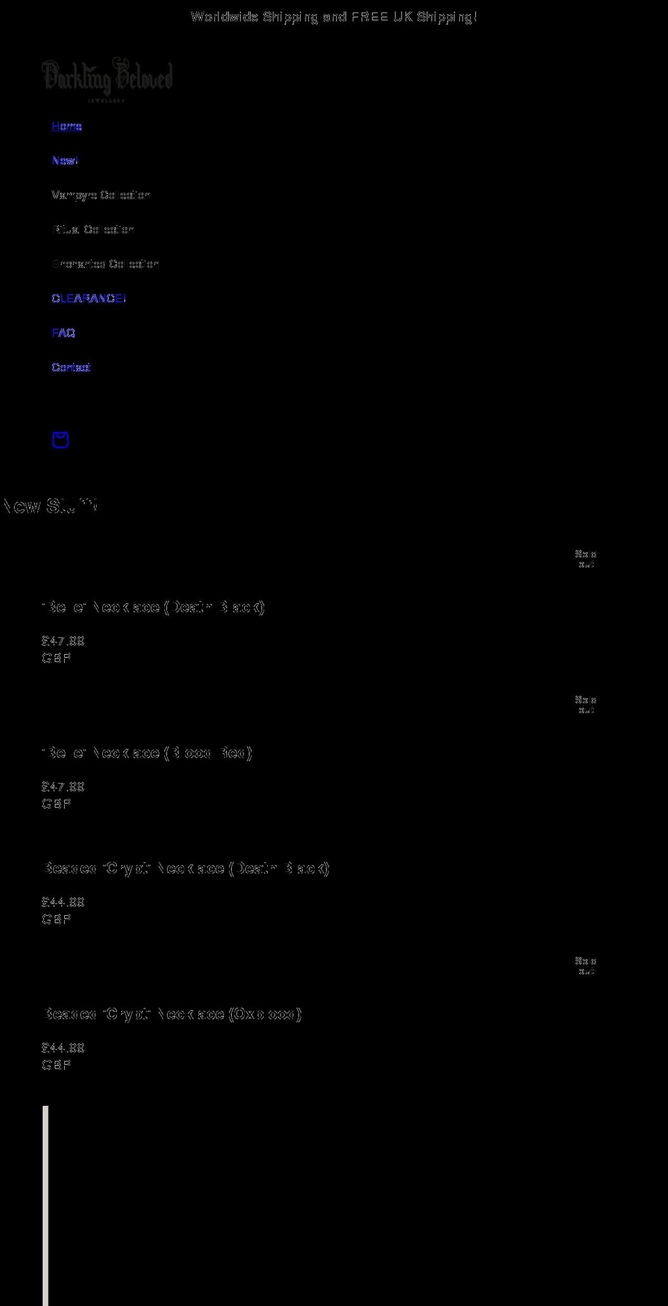 darklingbeloved.com shopify website screenshot