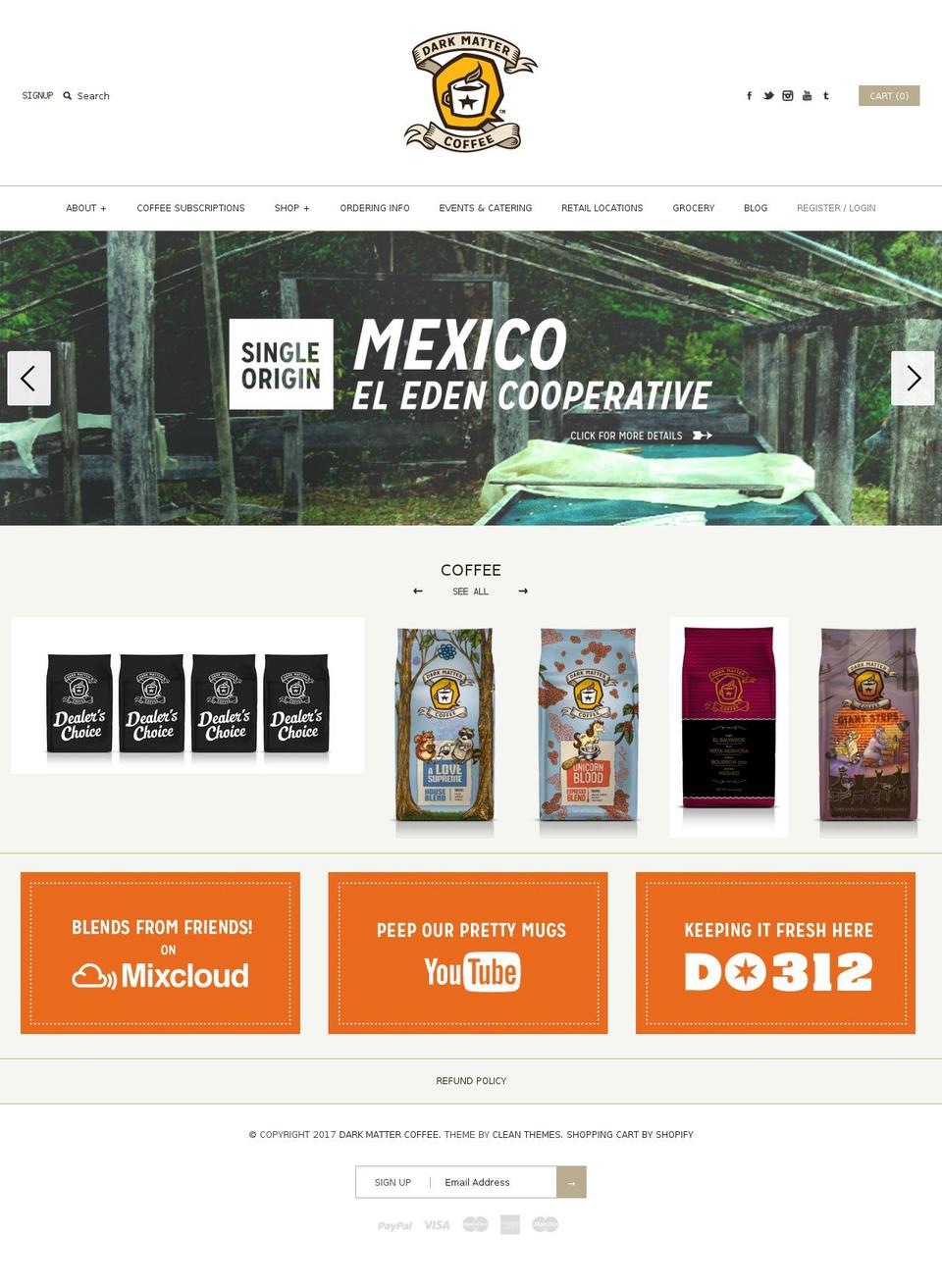 darkmattercoffee.com shopify website screenshot