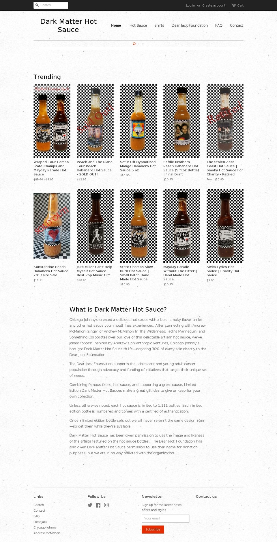 darkmatterhotsauce.com — Shopify storefront screenshot