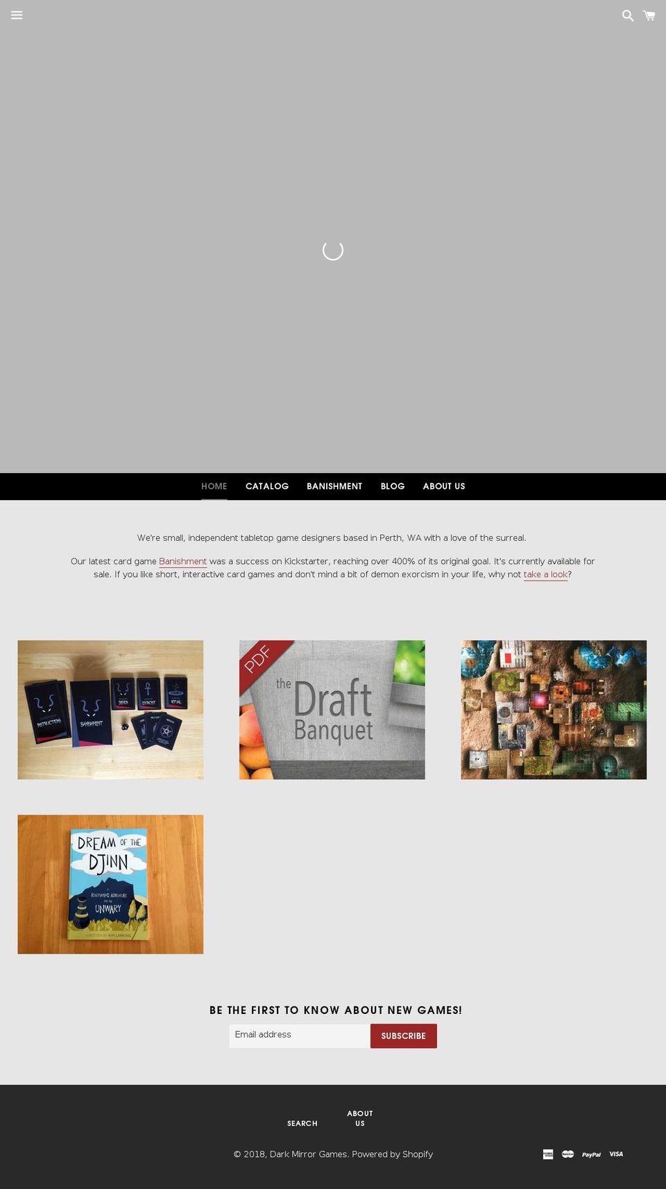 darkmirrorgames.com shopify website screenshot