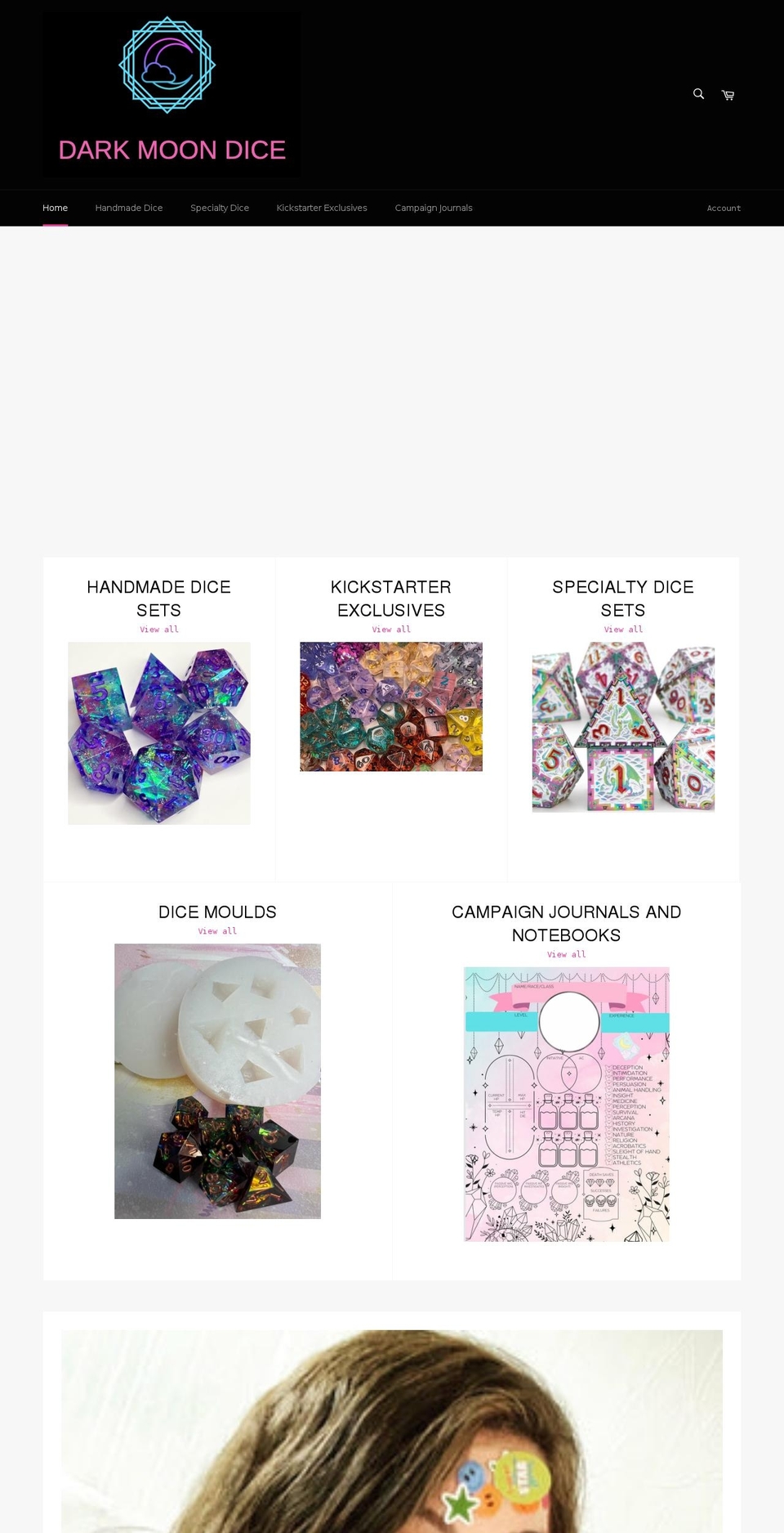 darkmoondice.co.uk shopify website screenshot