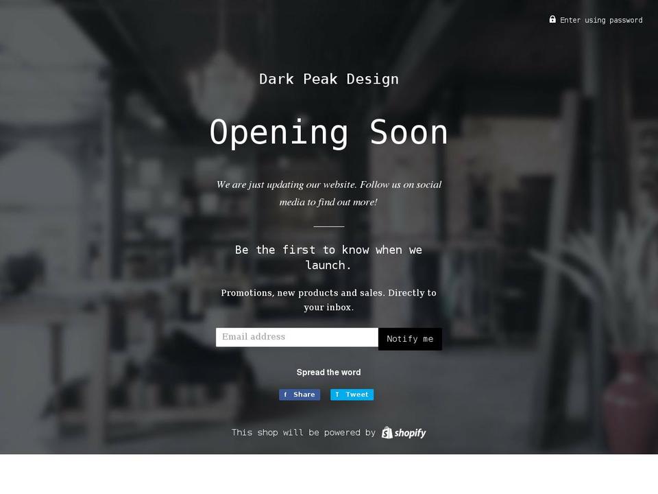 darkpeakdesign.com shopify website screenshot