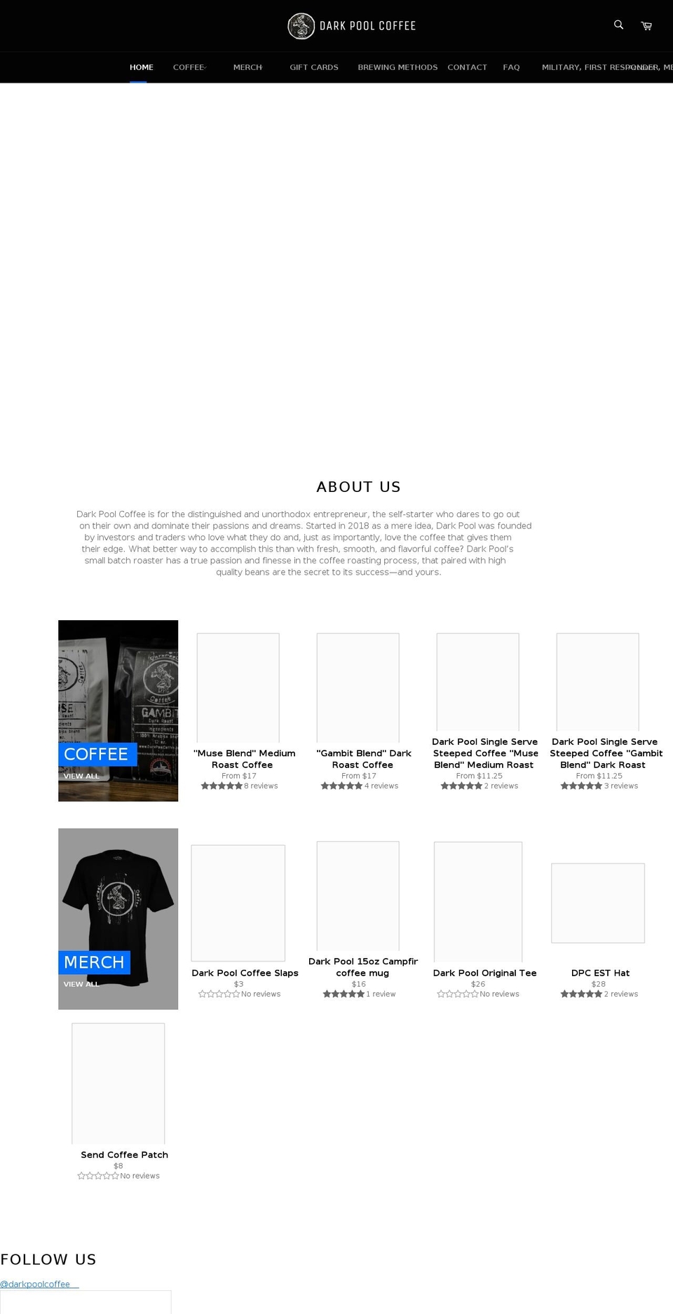 darkpoolcoffee.com shopify website screenshot