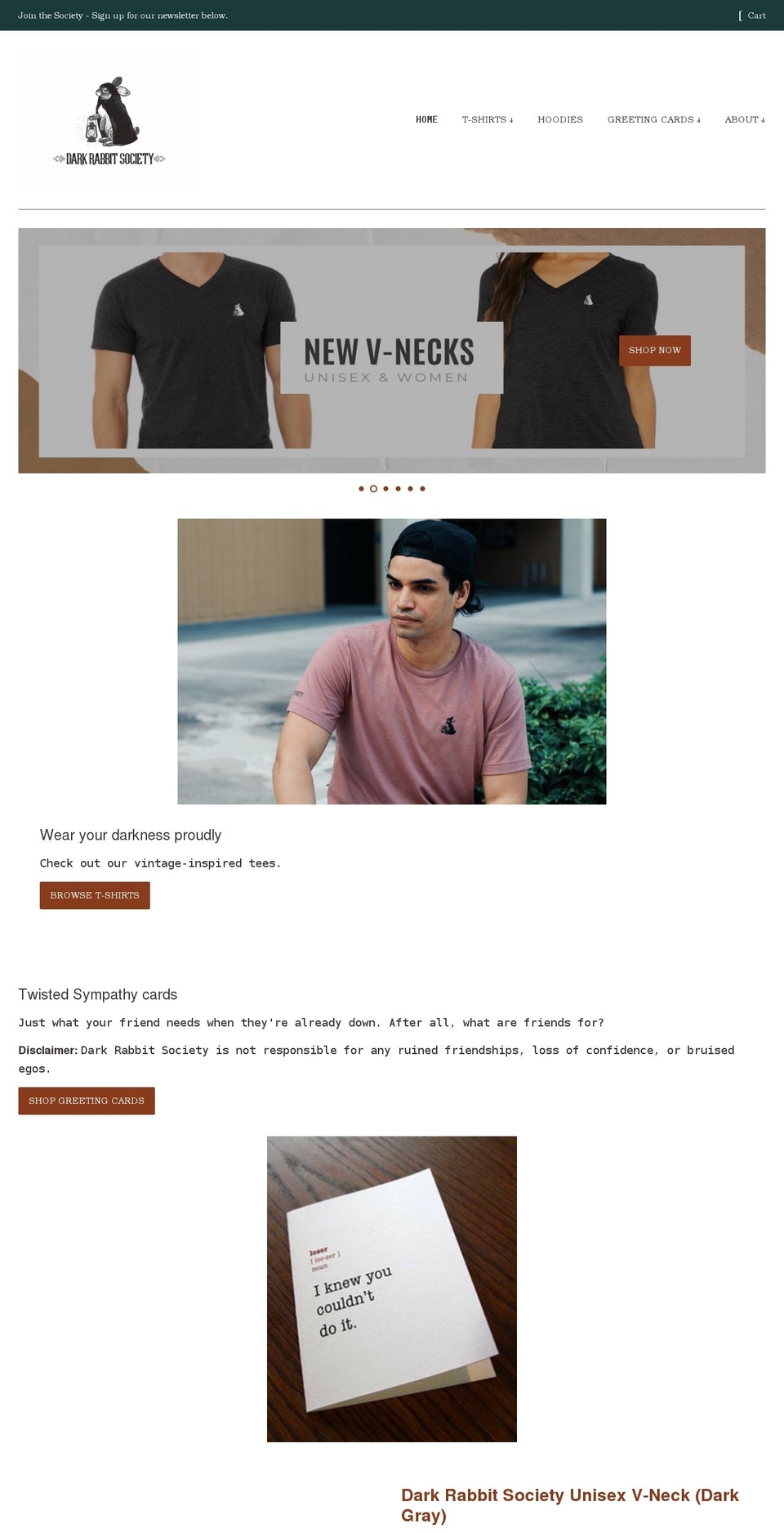 darkrabbitsociety.com shopify website screenshot