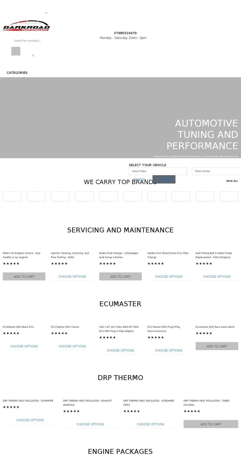 darkroadperformance.co.uk shopify website screenshot