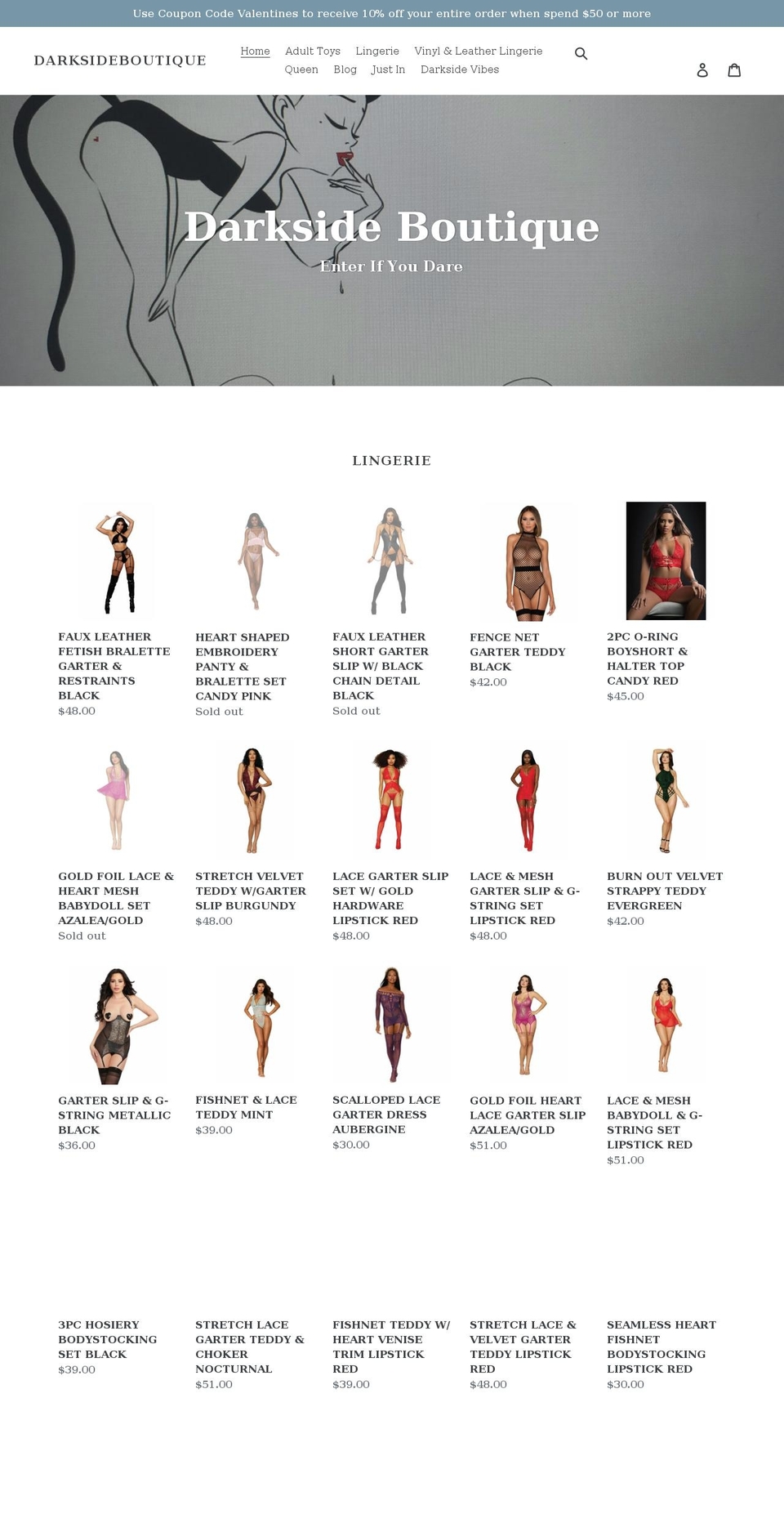 darksideboutique.com shopify website screenshot