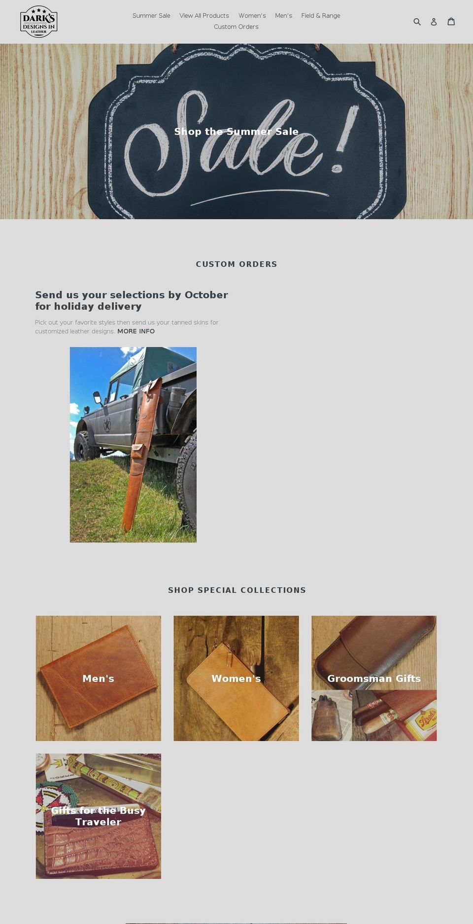 darksleather.com shopify website screenshot