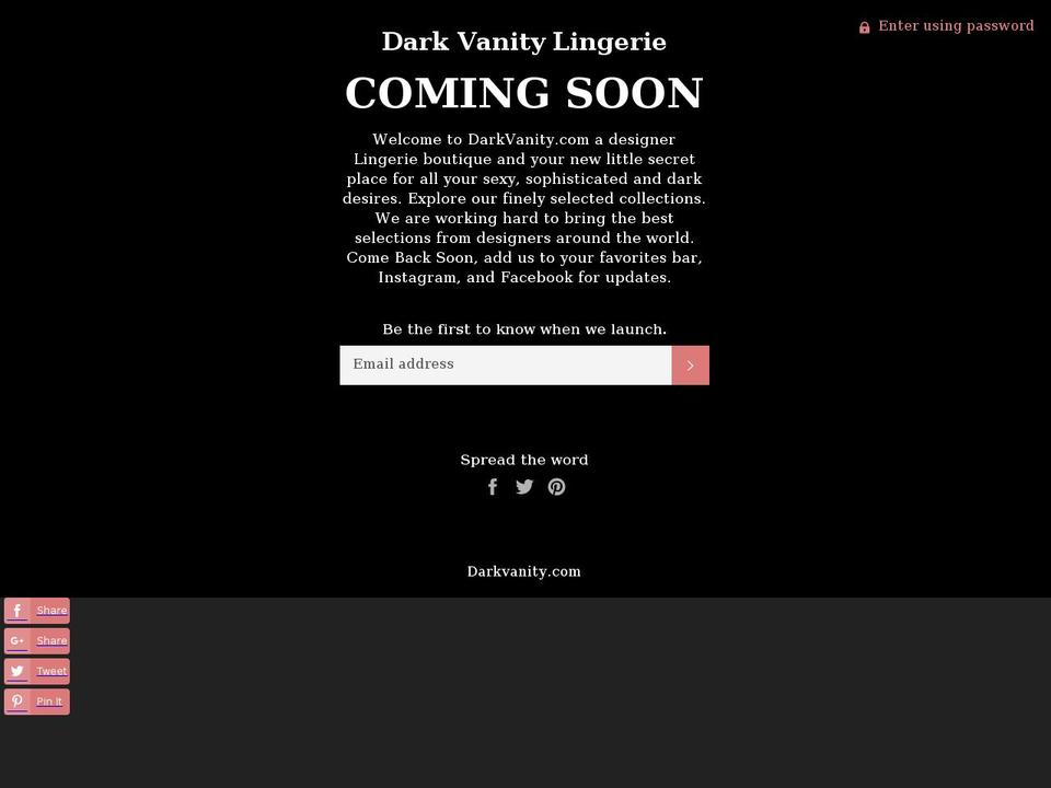 darkvanity.com shopify website screenshot
