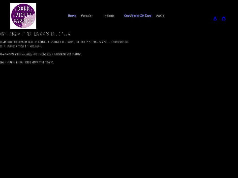 darkvioletfabric.com shopify website screenshot