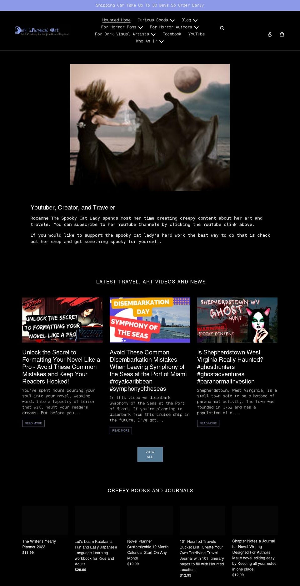 darkwhimsicalart.com shopify website screenshot