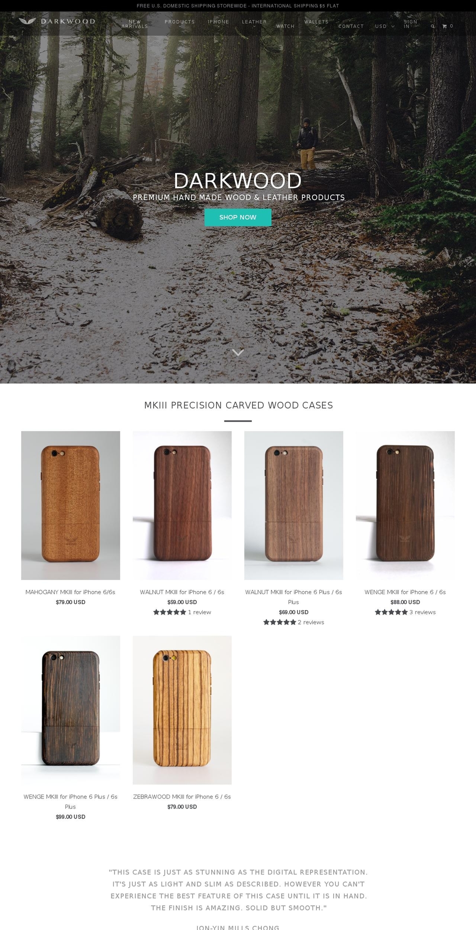 darkwoodcases.com shopify website screenshot