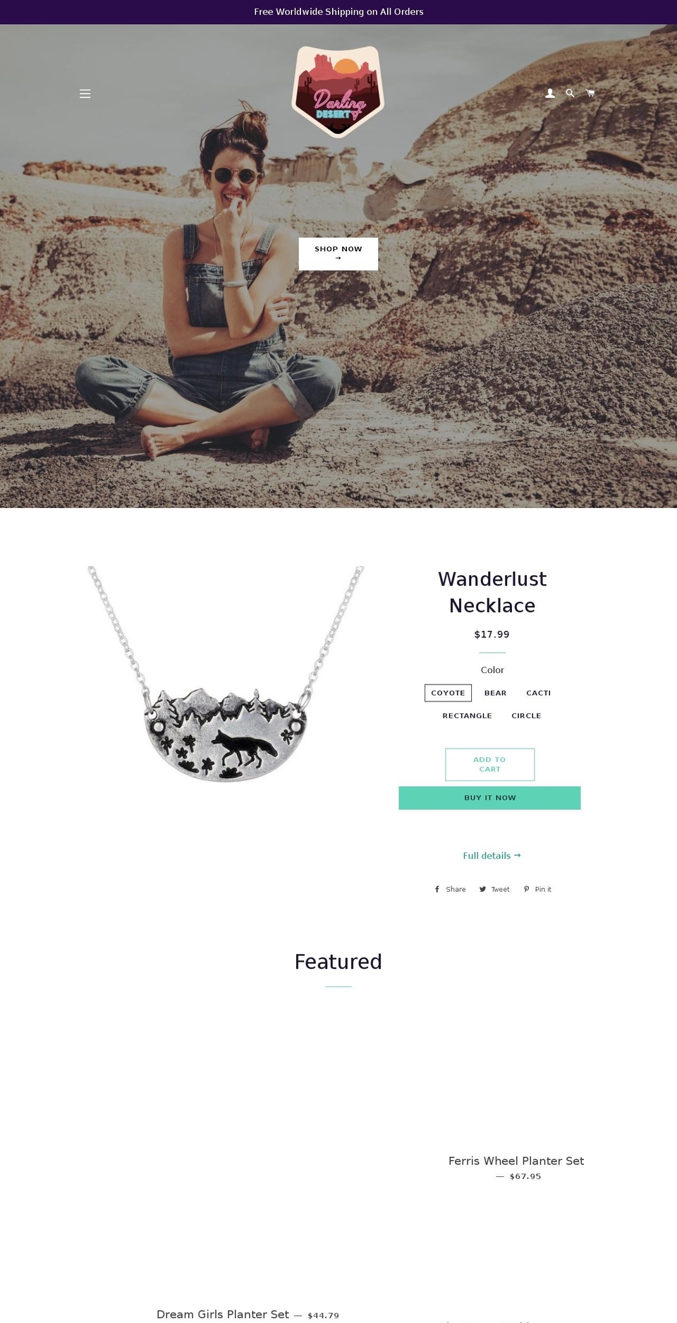 darlingdesert.com — Shopify storefront screenshot