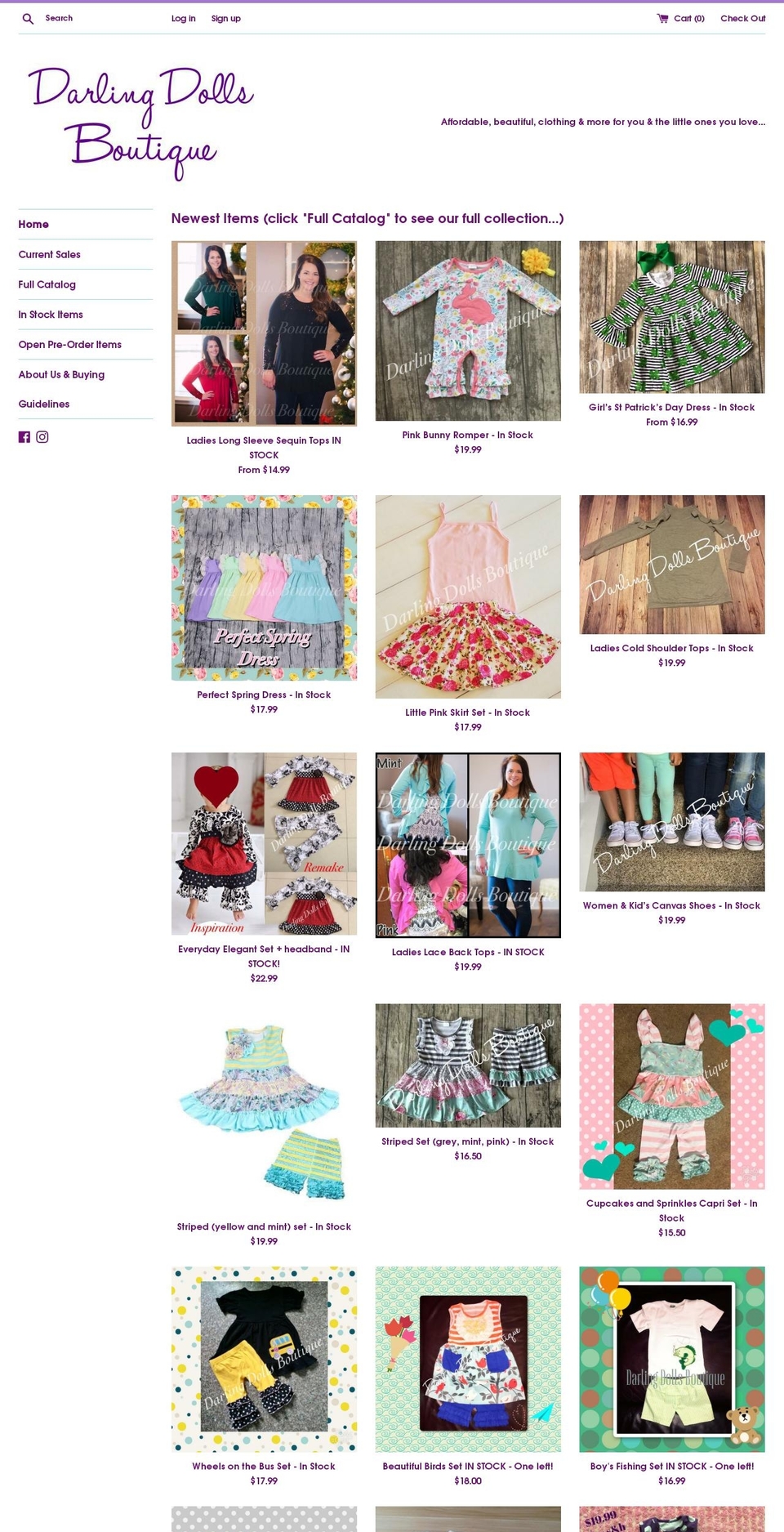darlingdollsboutique.net shopify website screenshot