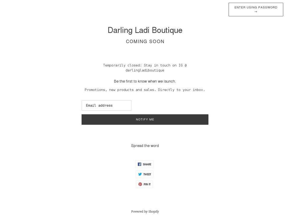 darlingladiboutique.com shopify website screenshot