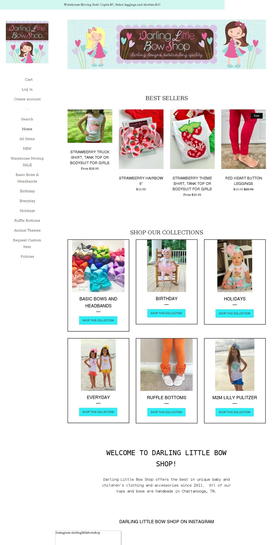 Pop with Installments message Shopify theme site example darlinglittlebowshop.com