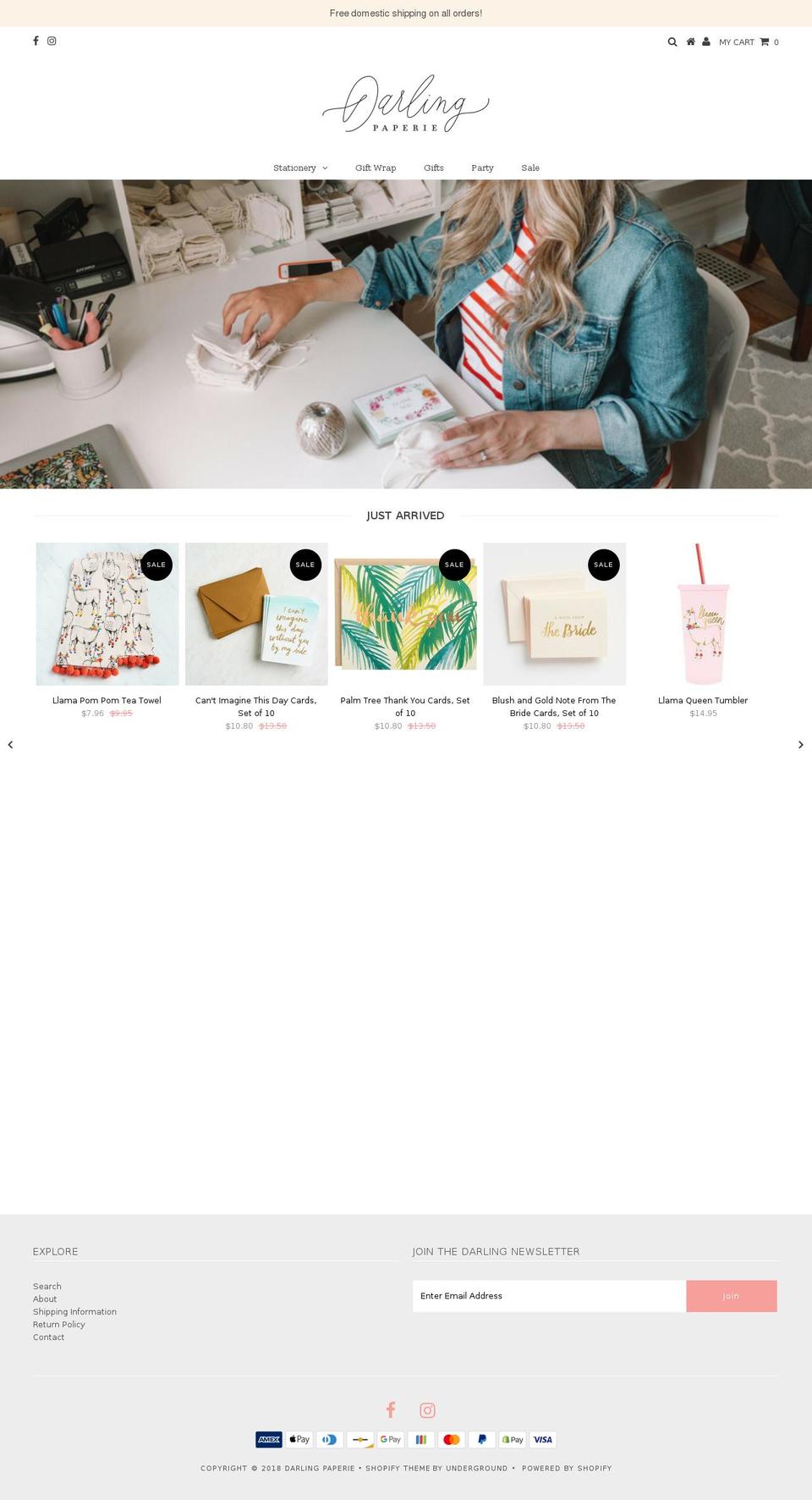 darlingpaperie.com — Shopify storefront screenshot