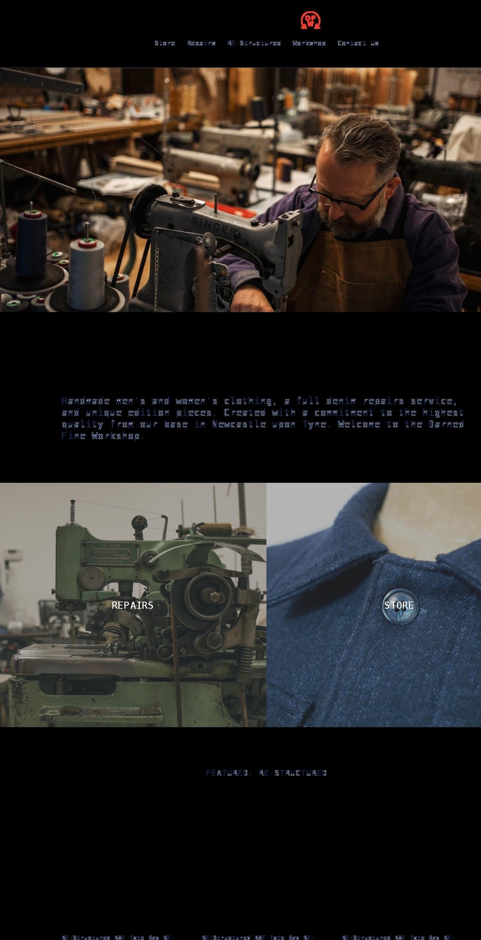 darnedfine.com shopify website screenshot