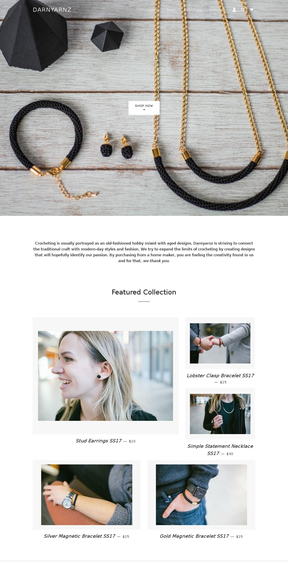 darnyarnz.com shopify website screenshot