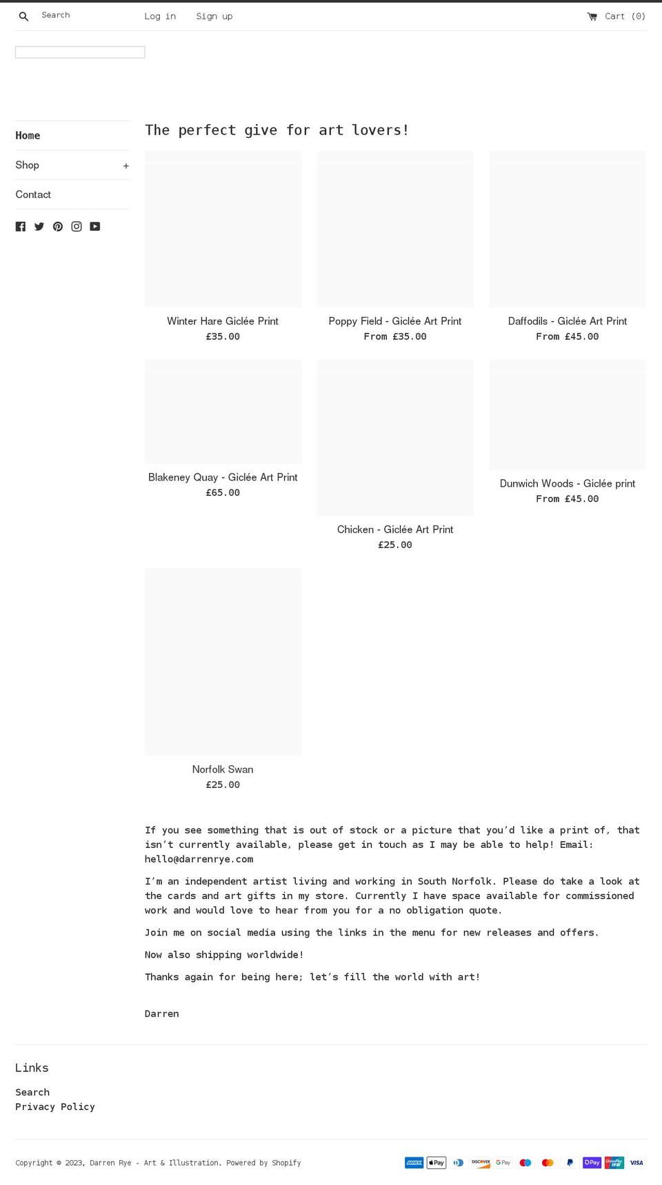 darrenrye.com shopify website screenshot