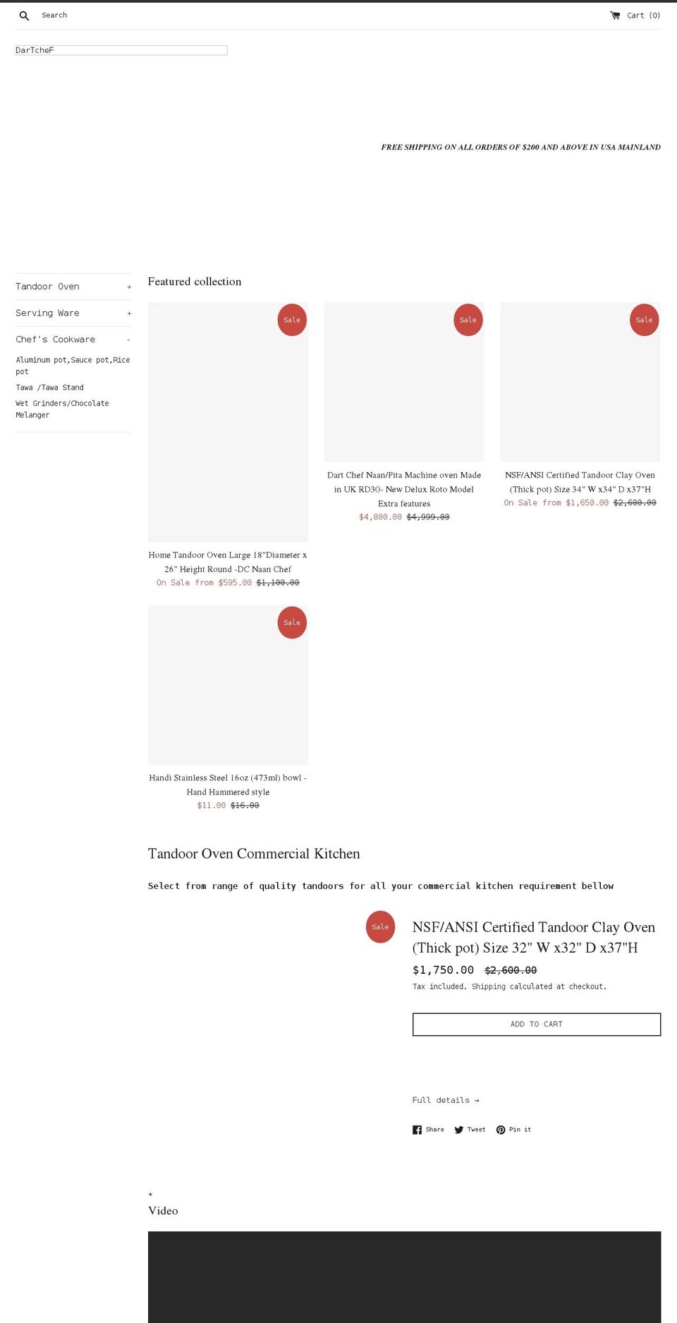 dartchef.com shopify website screenshot