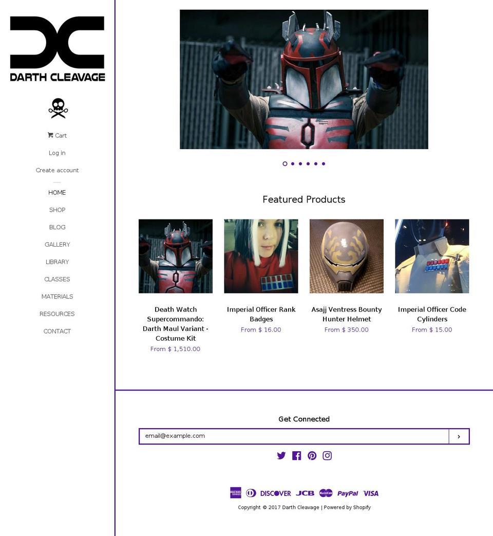 darthcleavage.com shopify website screenshot