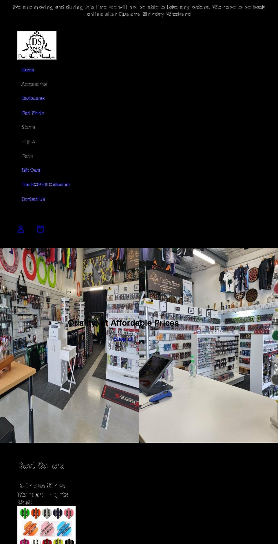 dartshop.co.nz shopify website screenshot