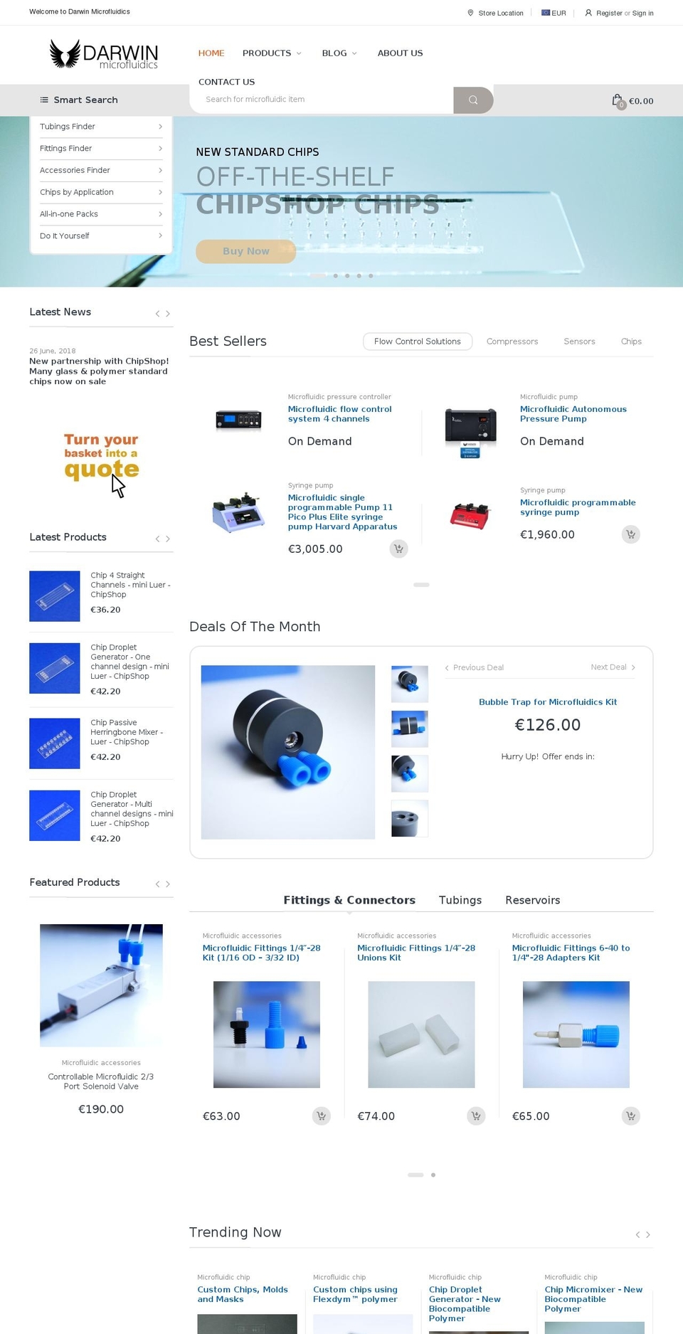 darwin-microfluidics.com shopify website screenshot