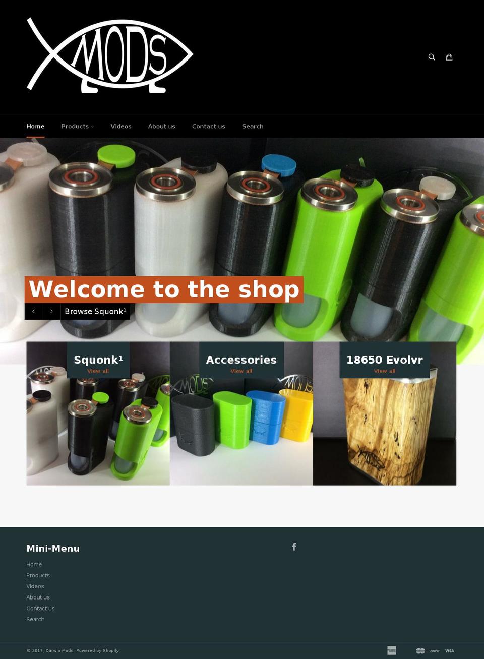 darwinmods.com shopify website screenshot