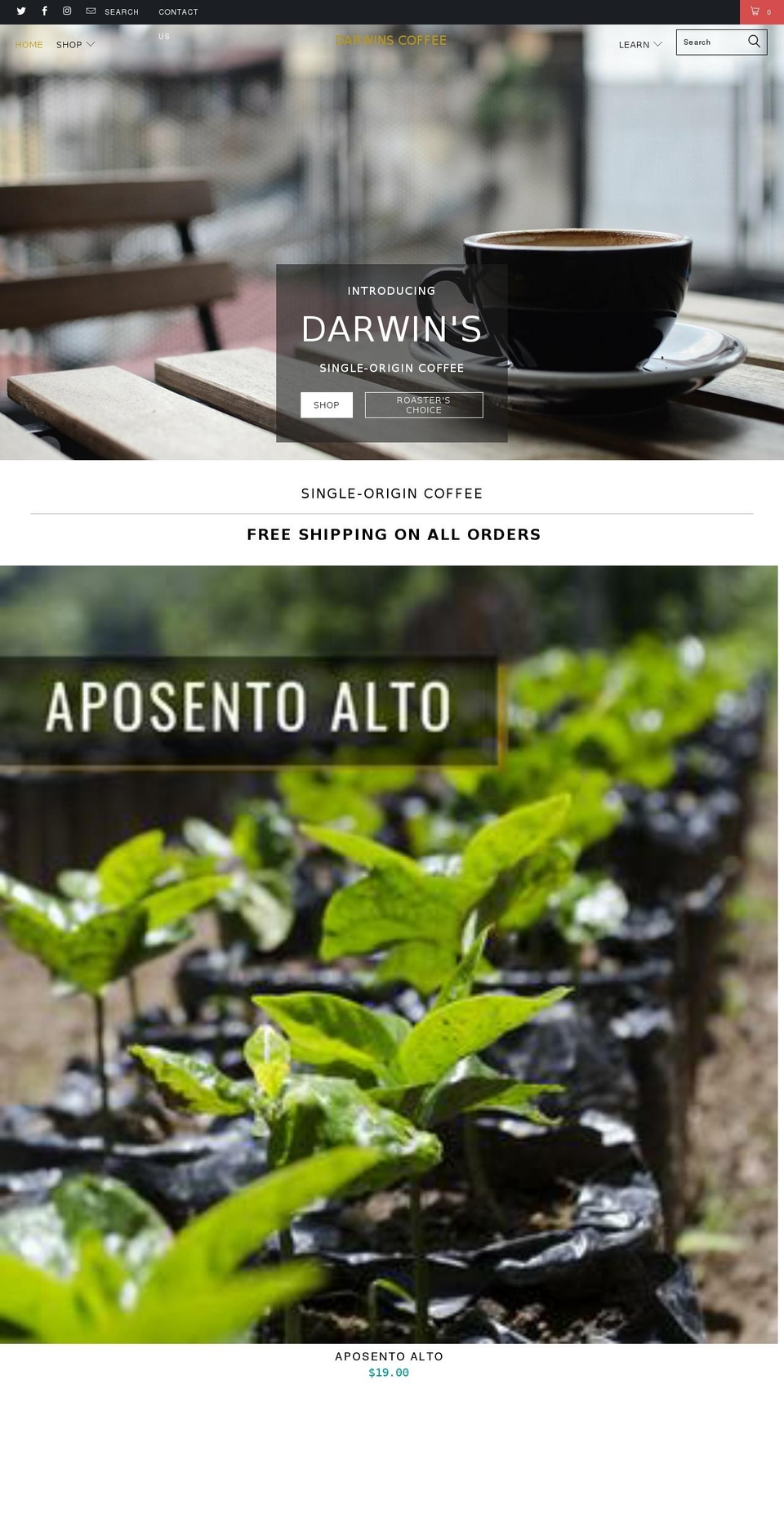 darwinscoffee.com — Shopify storefront screenshot
