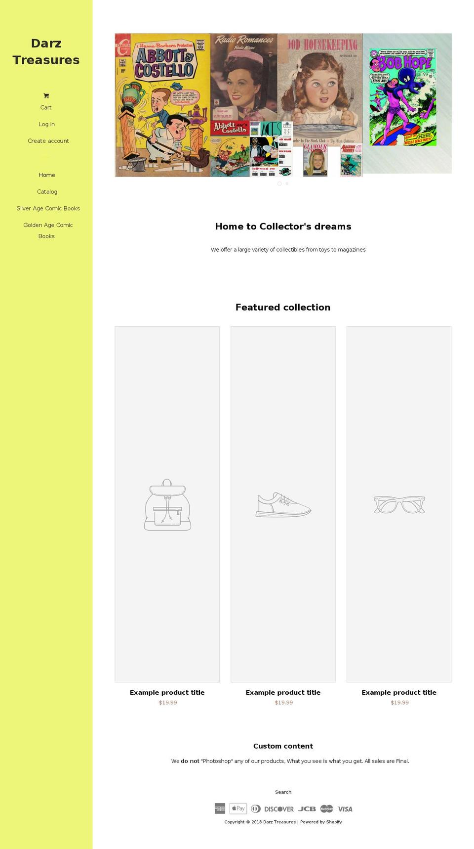 darztreasures.com — Shopify storefront screenshot