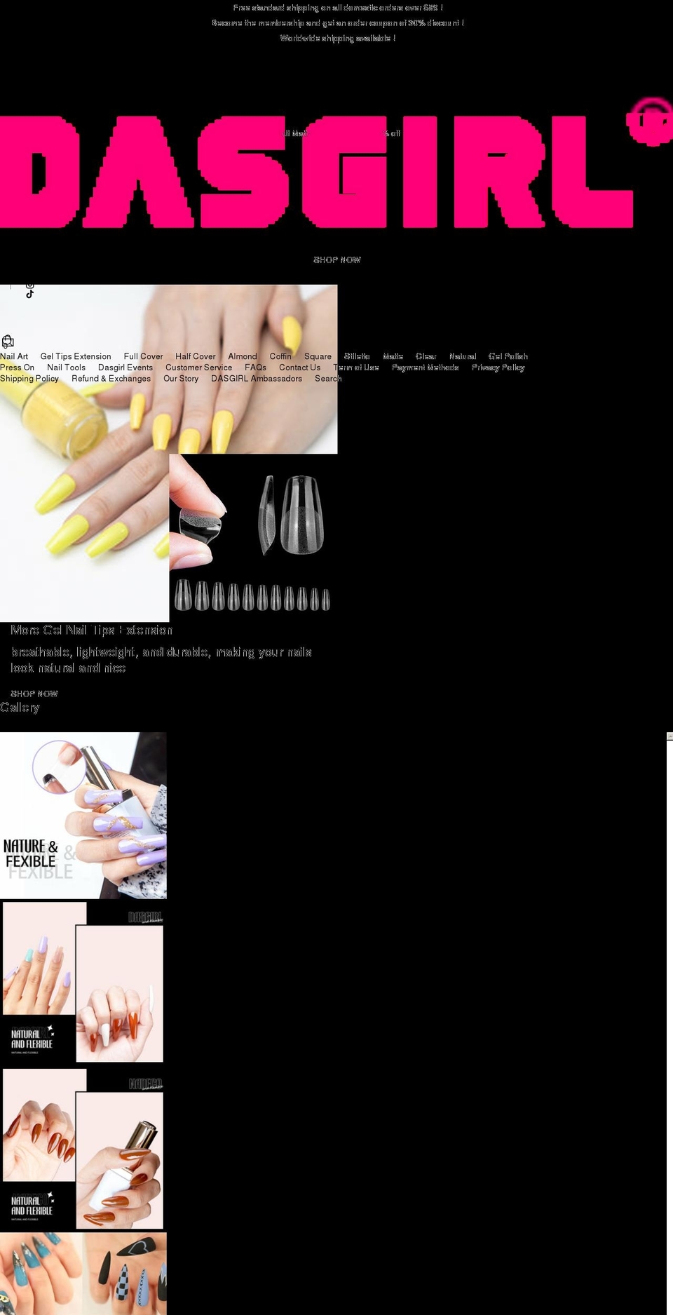 dasgirlnails.com shopify website screenshot