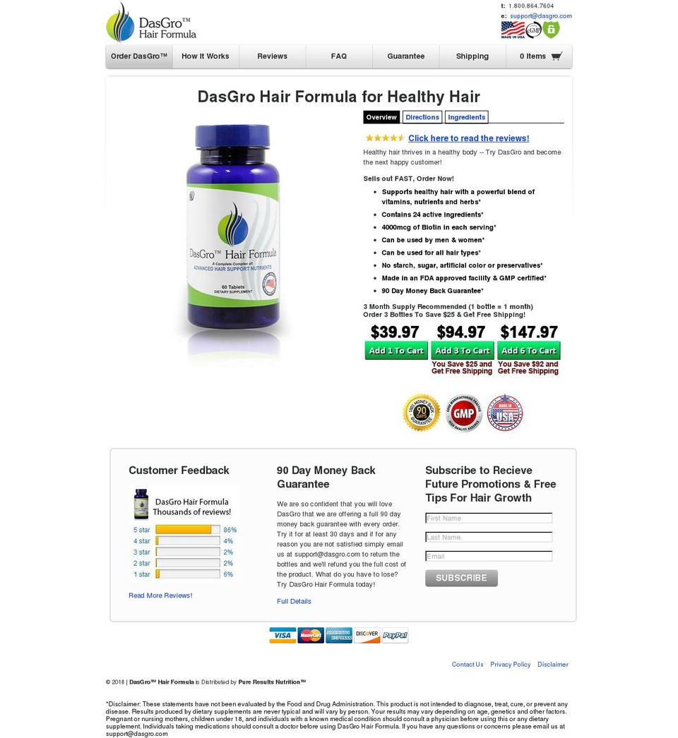 dasgroreviews.net shopify website screenshot