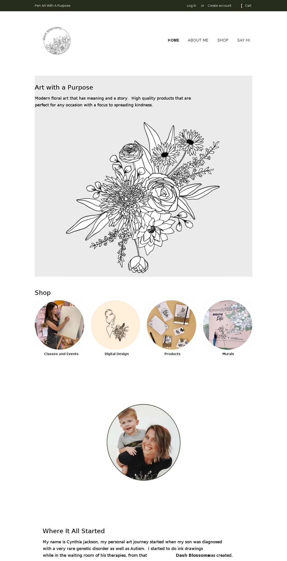 dashblossoms.com shopify website screenshot