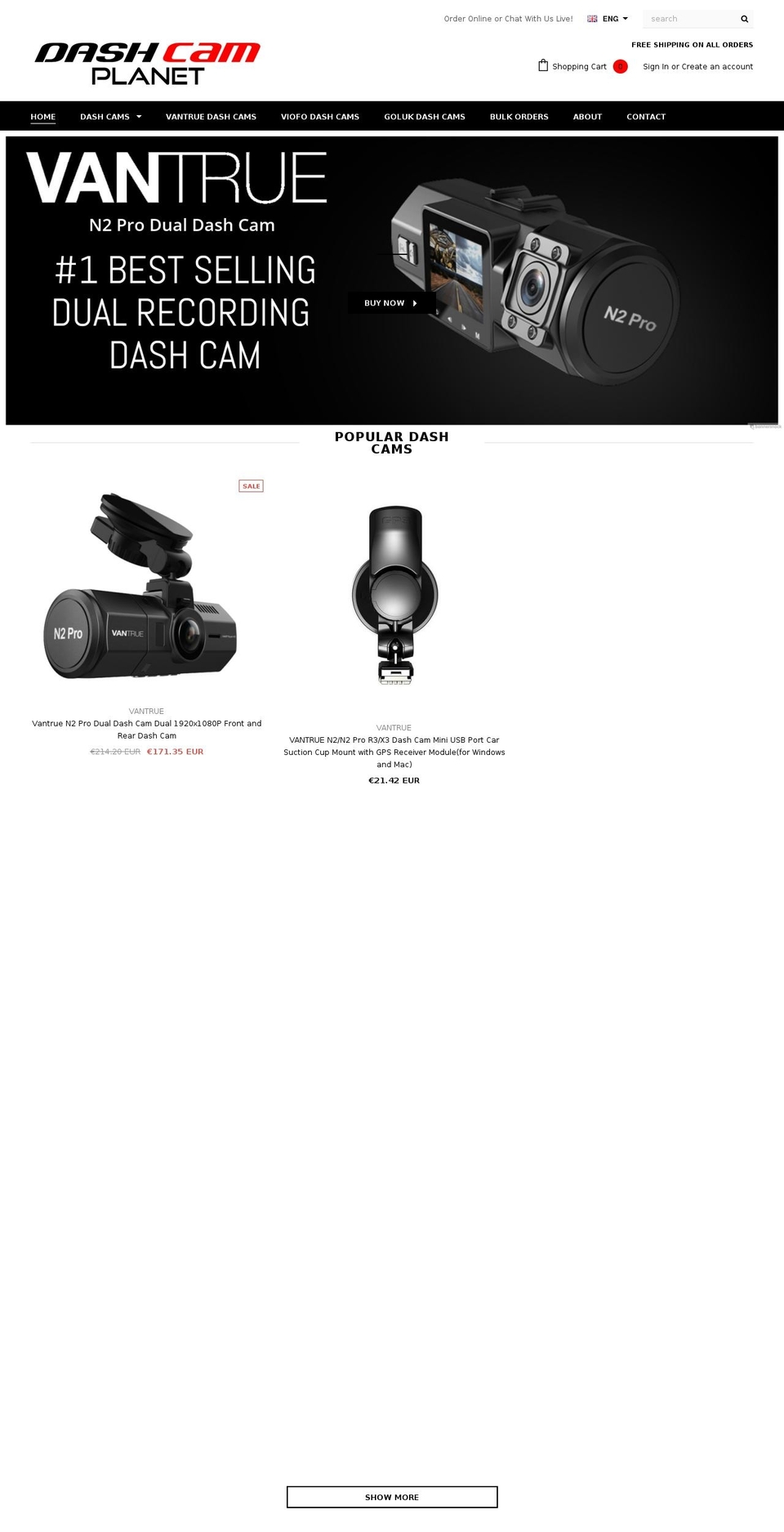 dashcam-planet.com shopify website screenshot