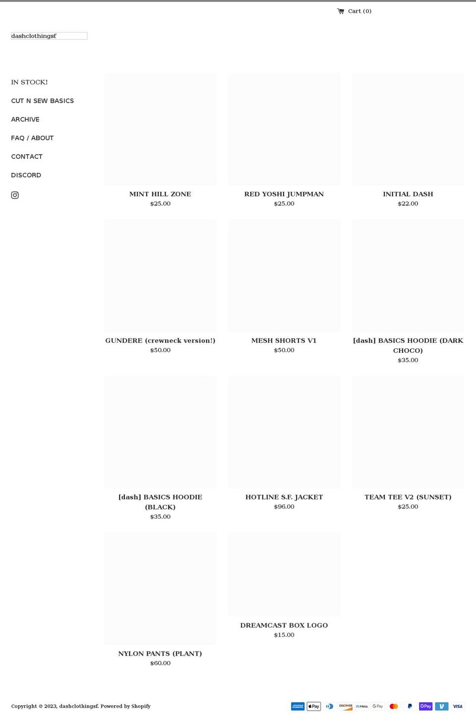 dashclothingsf.com shopify website screenshot