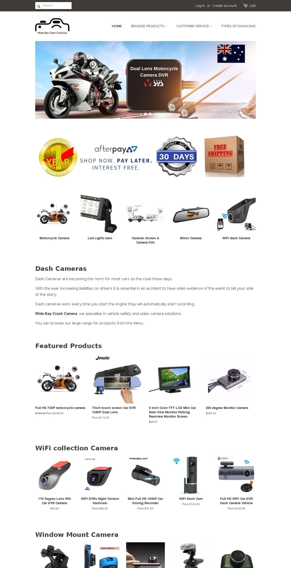 dashcrashcam.online shopify website screenshot