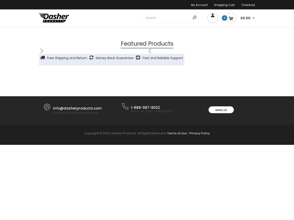 dasherproducts.com shopify website screenshot