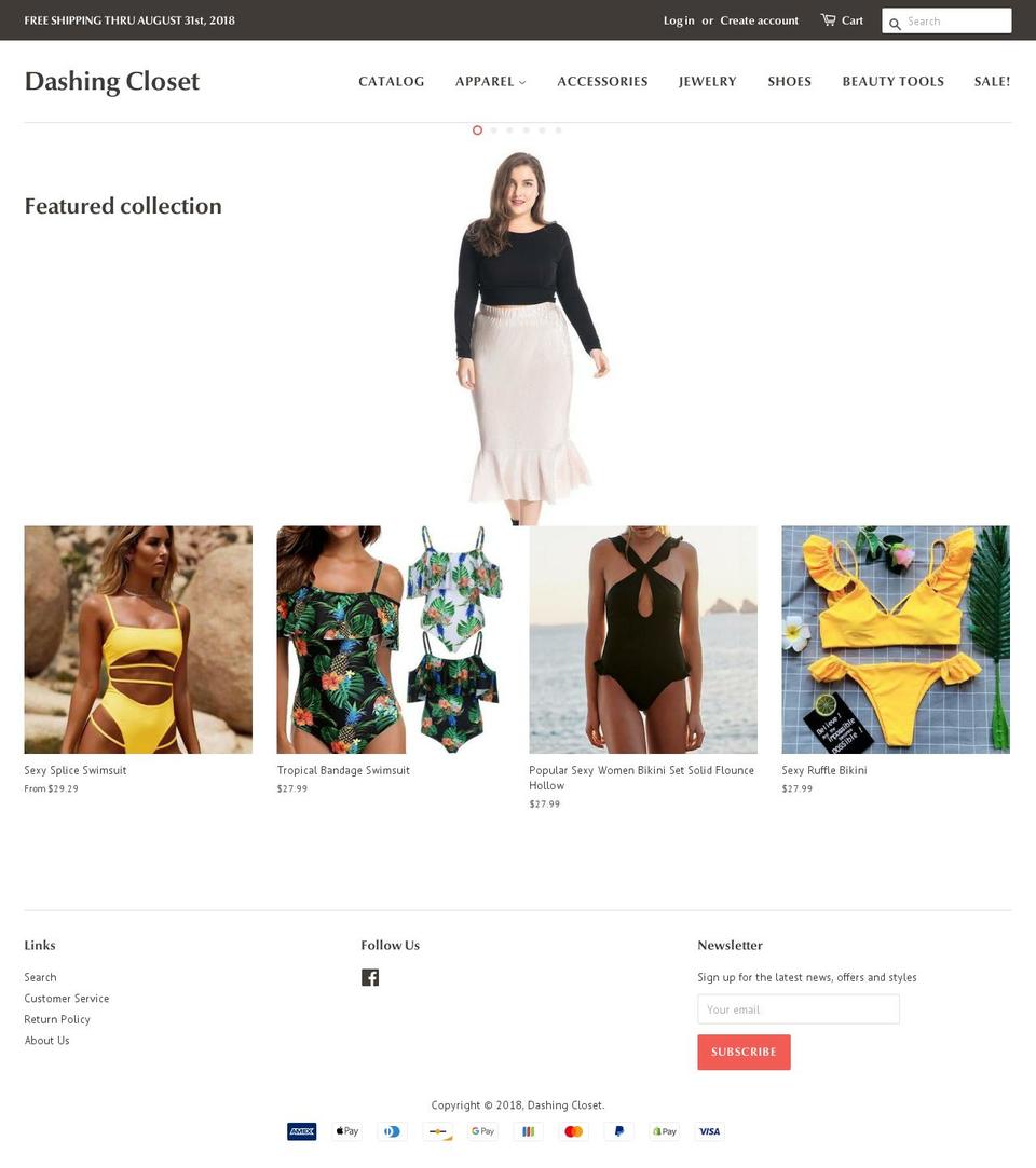 dashingcloset.com — Shopify storefront screenshot