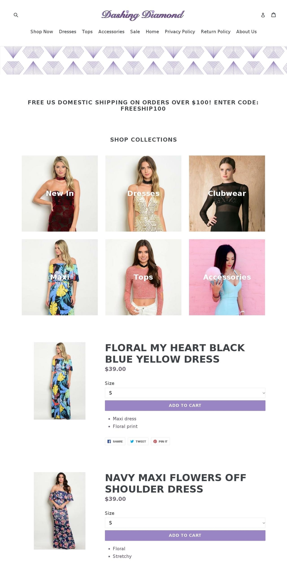 dashingdiamond.com — Shopify storefront screenshot