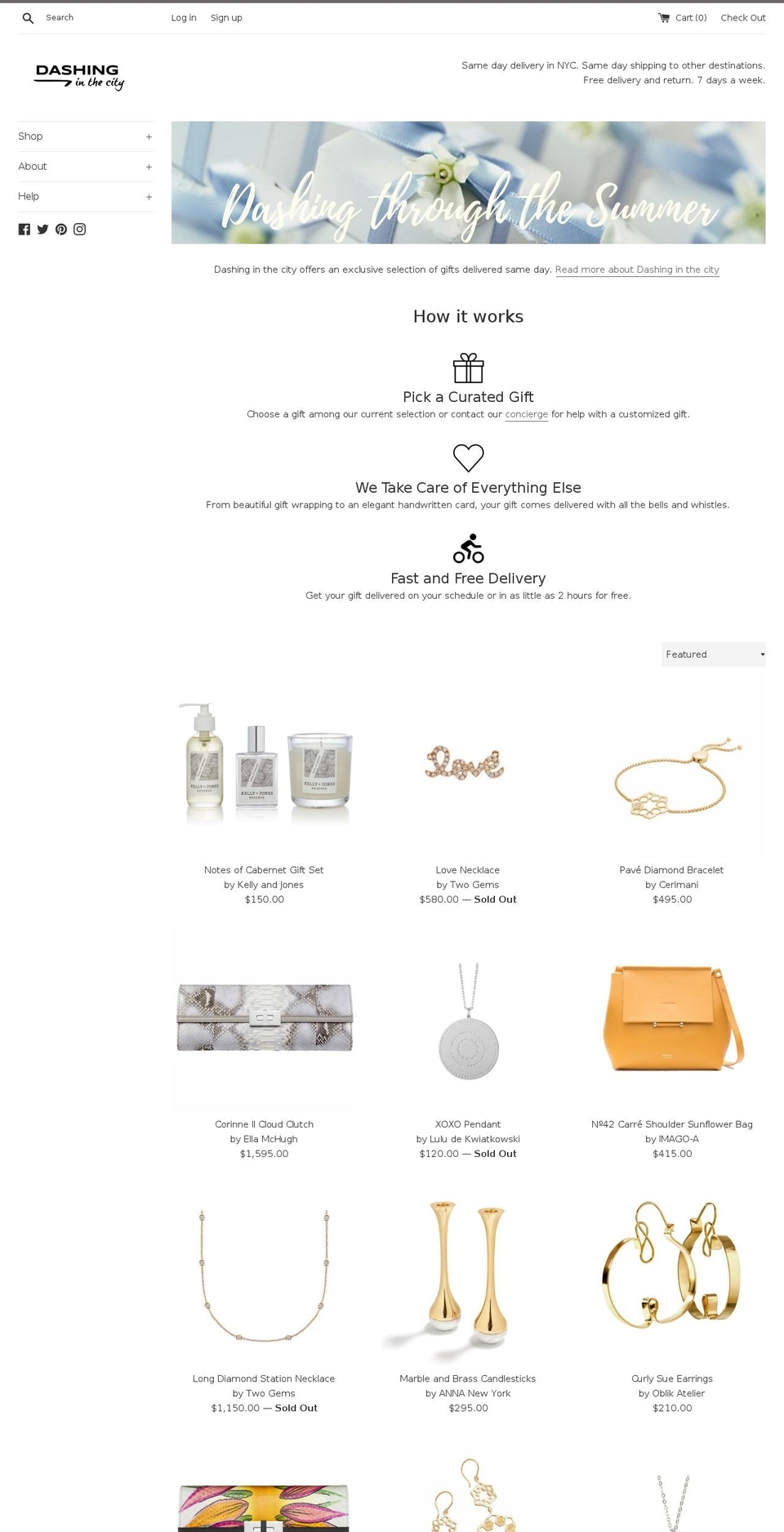 dashinginthecity.com shopify website screenshot