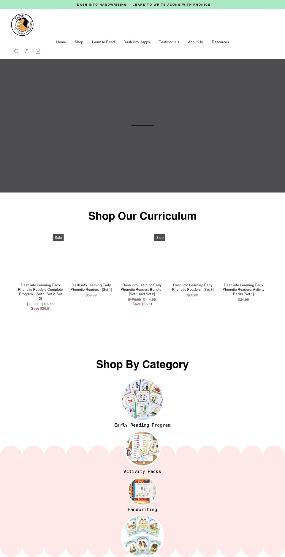 dashintolearning.com shopify website screenshot