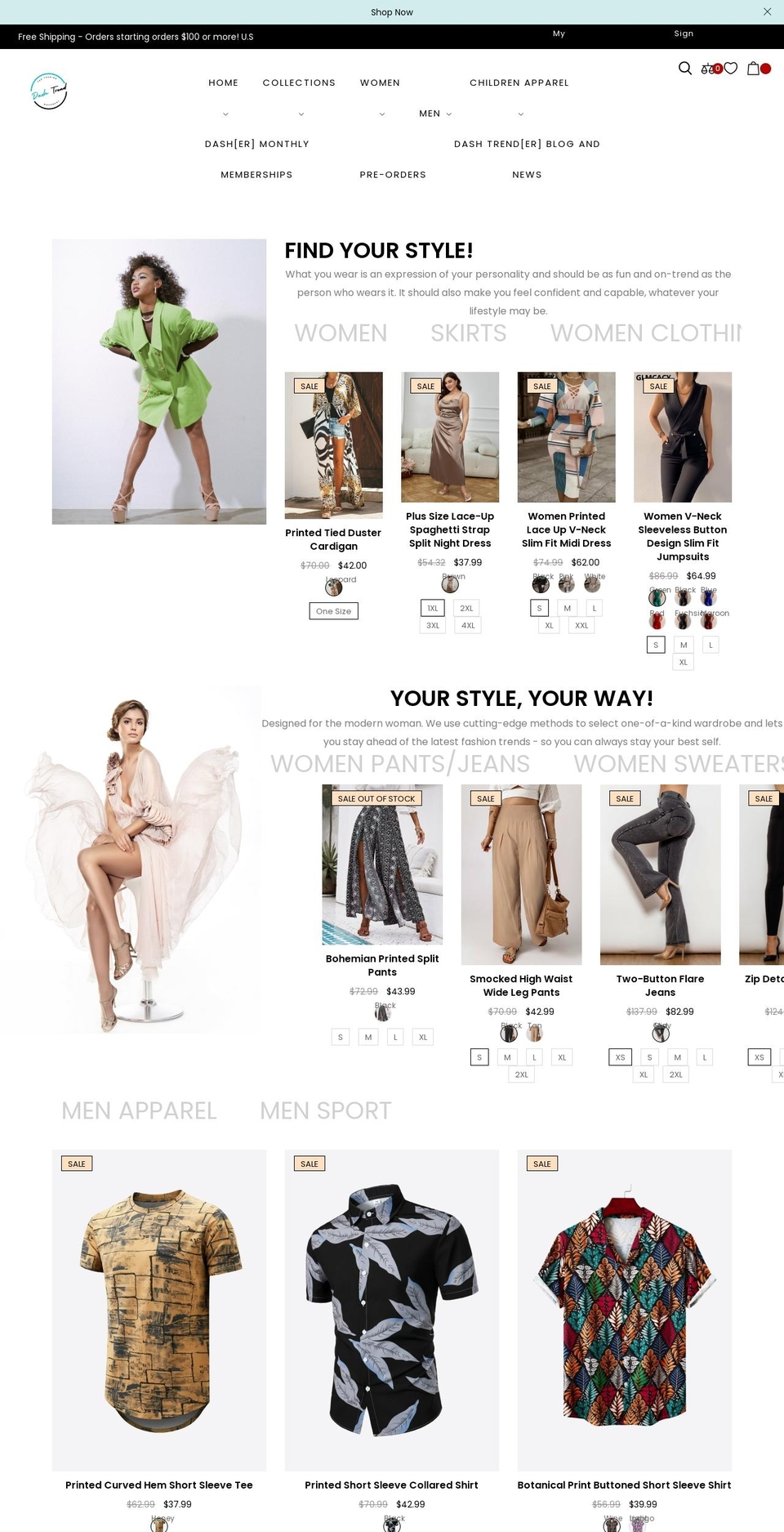 dashtrendstore.com shopify website screenshot