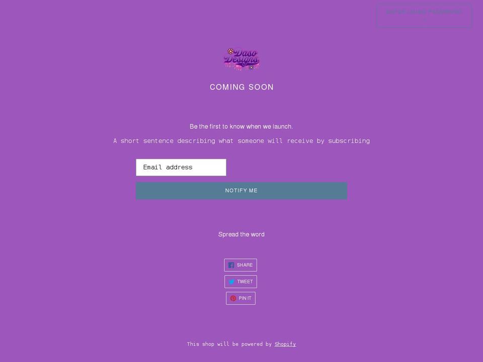 dasodesigns.com shopify website screenshot