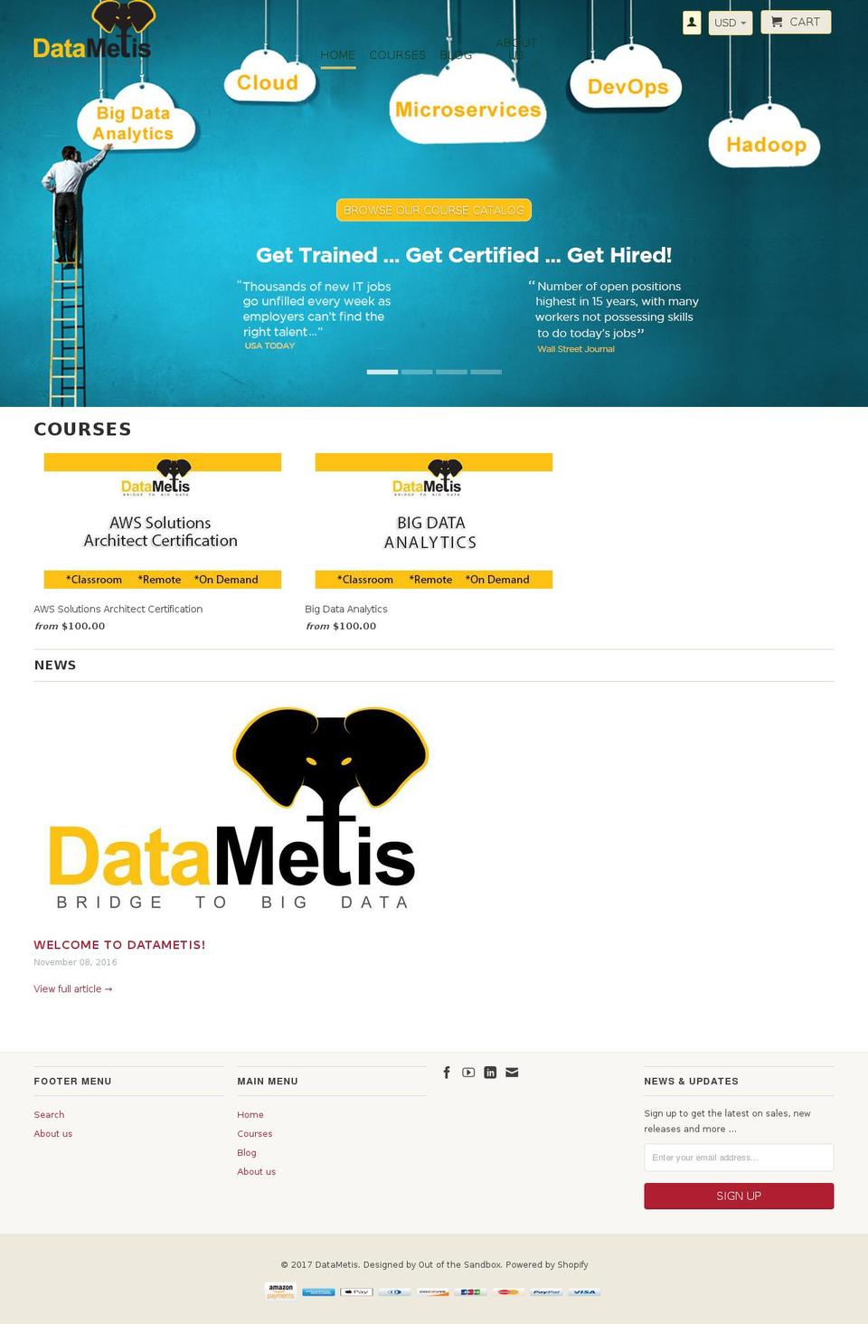 datametis.com shopify website screenshot