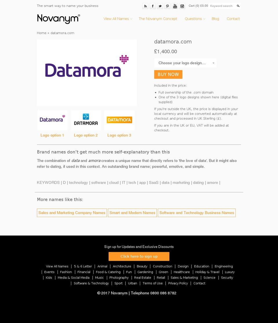 datamora.com shopify website screenshot