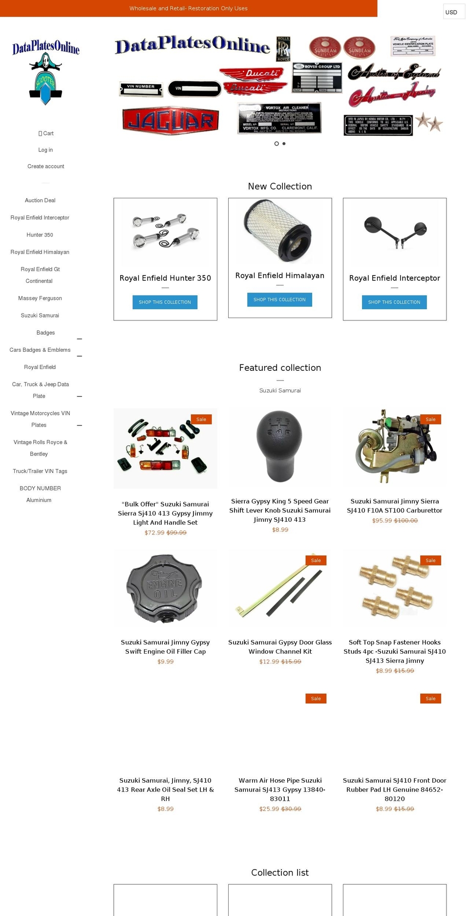 dataplatesonline.com shopify website screenshot