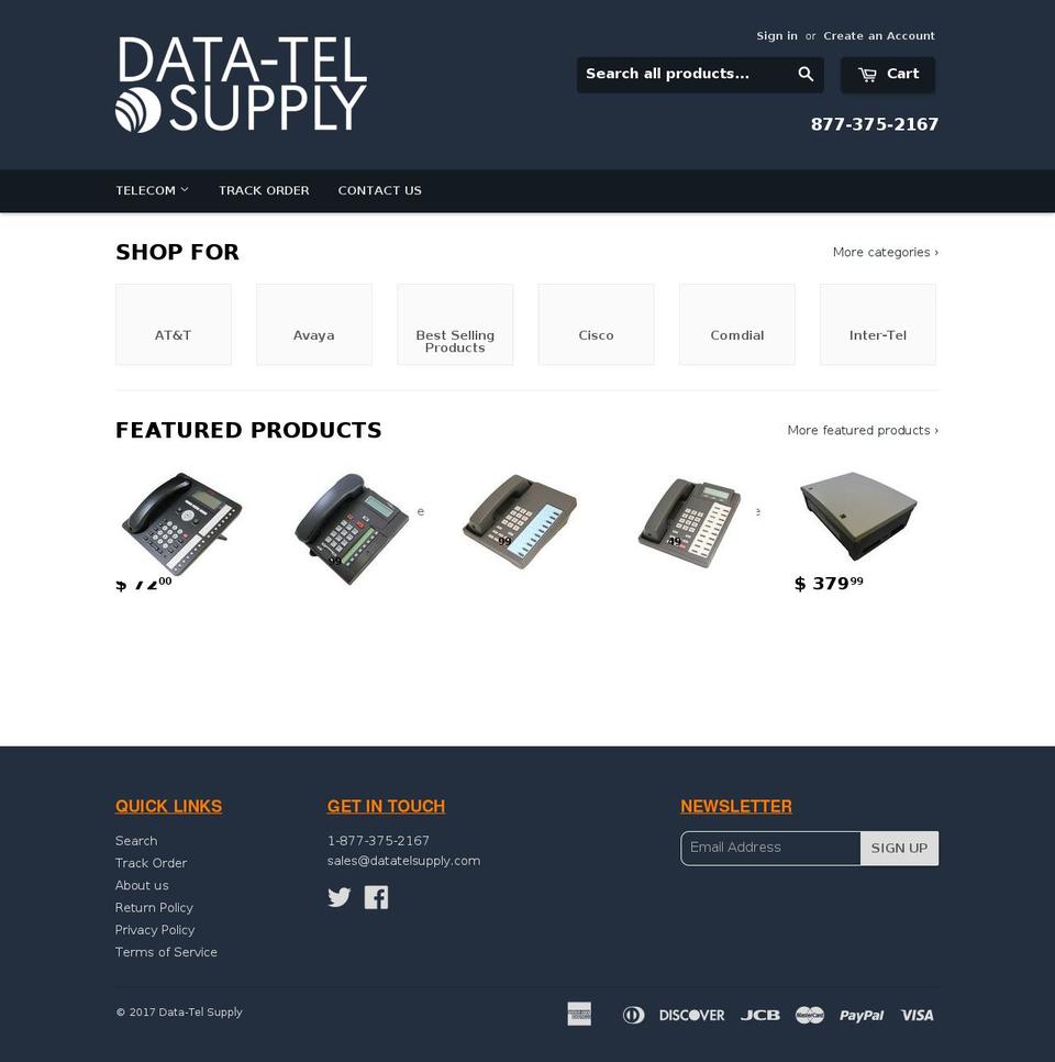 datatelsupply.com shopify website screenshot