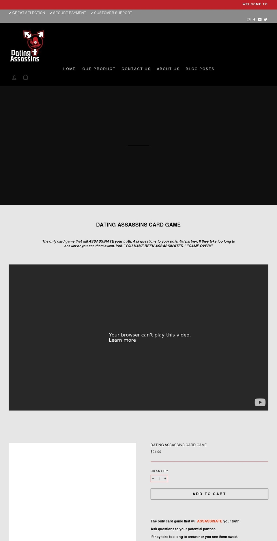 datingassassins.com shopify website screenshot