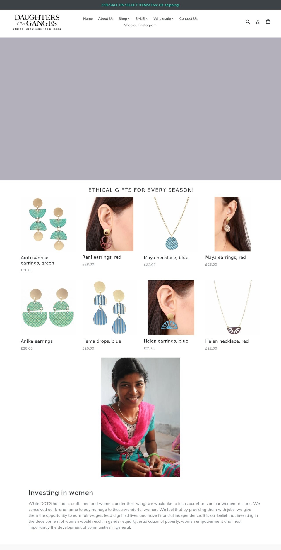 daughtersoftheganges.com — Shopify storefront screenshot