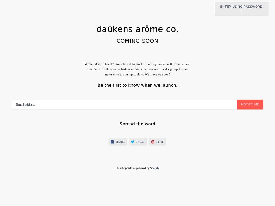 daukensaromeco.com — Shopify storefront screenshot